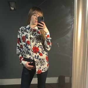 Equipment washed silk floral shirt